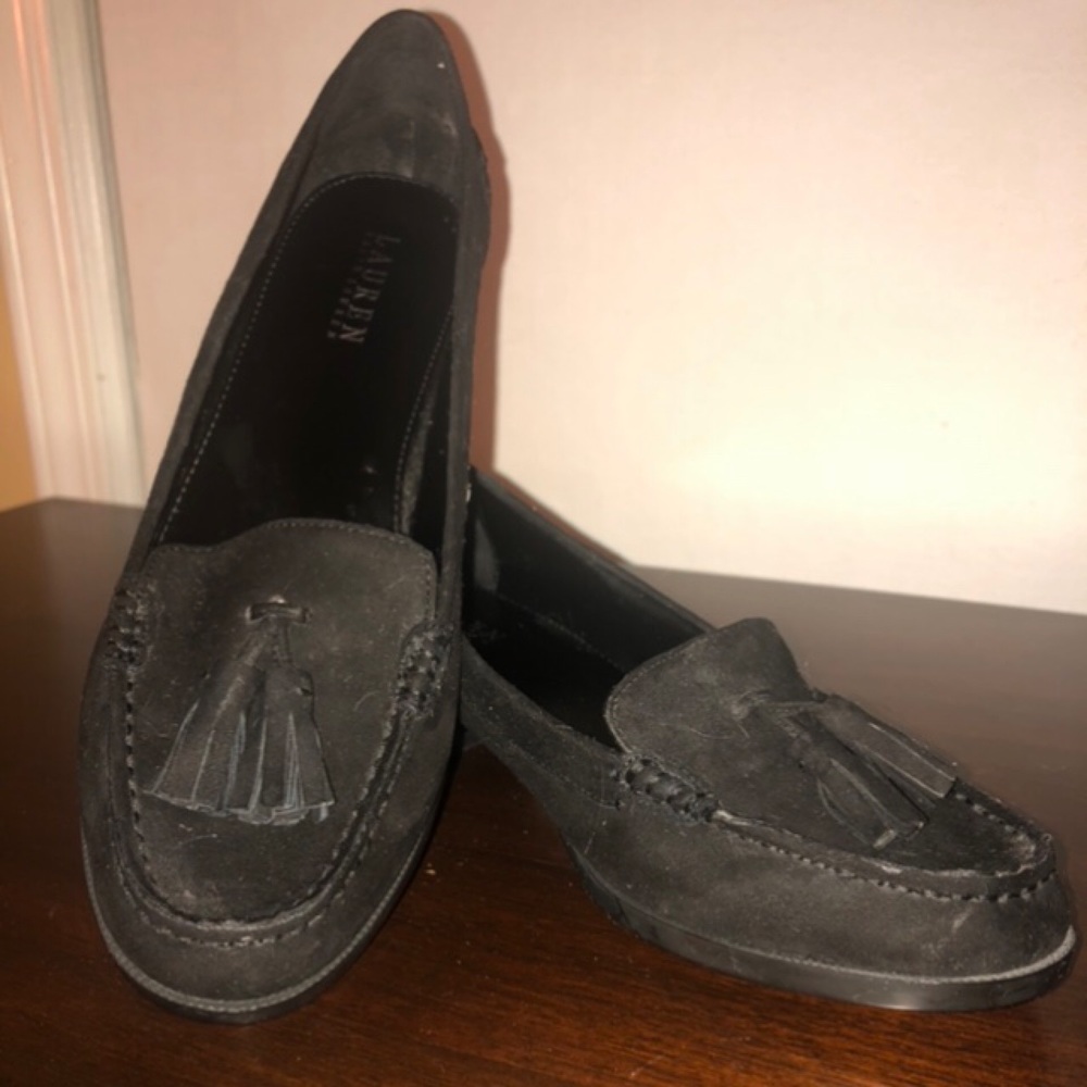 Ralph Lauren black suede loafers. Size 9